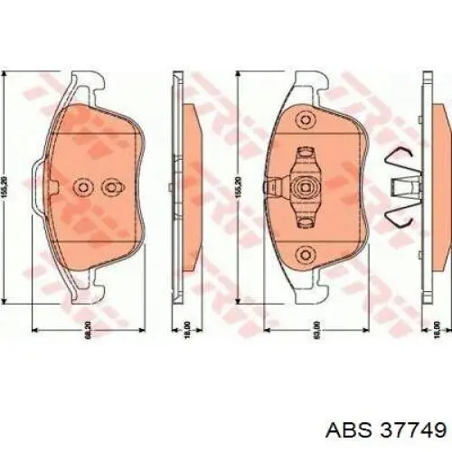 Pastillas freno delanteras ABS 37749 precio, desde 26,93 EUR