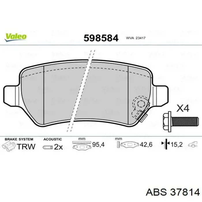 37814 ABS pastillas de freno traseras