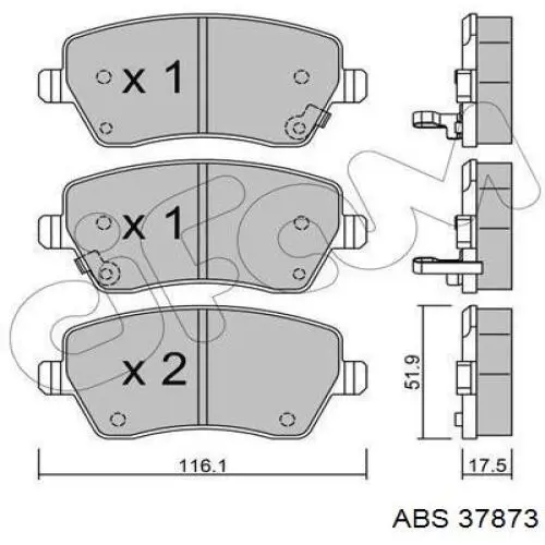 37873 ABS pastillas de freno delanteras