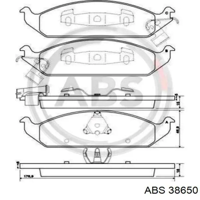 38650 ABS pastillas de freno delanteras