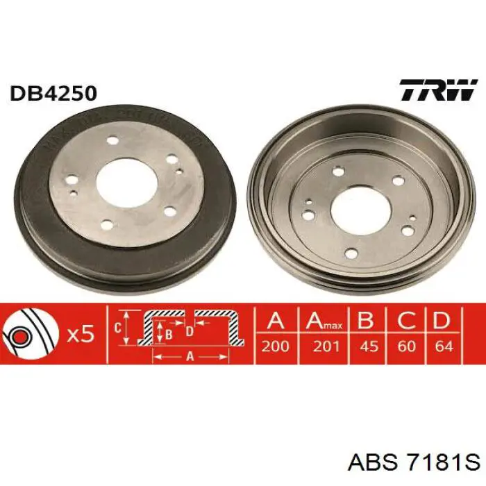 7181-S ABS freno de tambor trasero