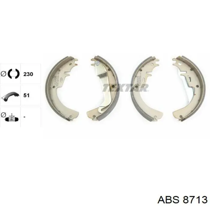 8713 ABS zapatas de frenos de tambor traseras
