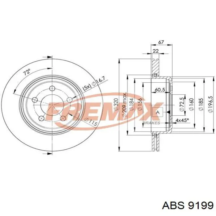 9199 ABS zapatas de frenos de tambor traseras