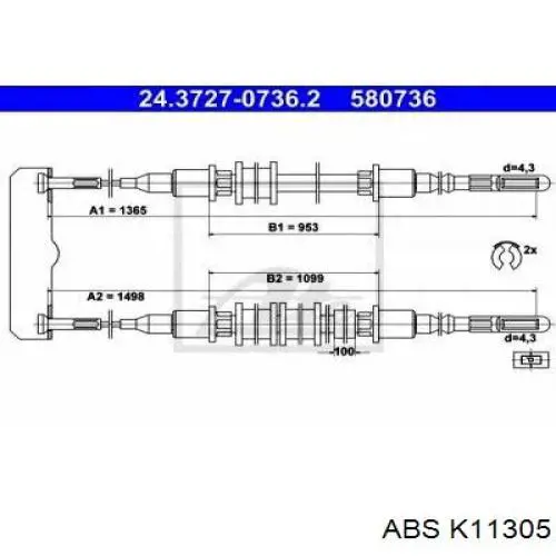 K11305 ABS cable de freno de mano trasero derecho/izquierdo