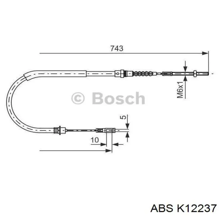 K12237 ABS cable de freno de mano trasero izquierdo