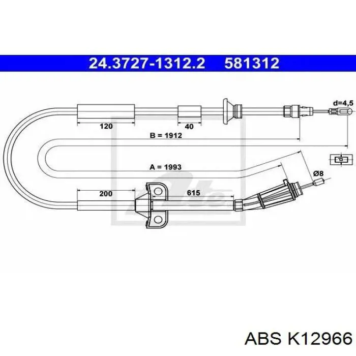 K12966 ABS cable de freno de mano trasero derecho/izquierdo