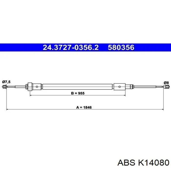 K14080 ABS cable de freno de mano trasero derecho/izquierdo