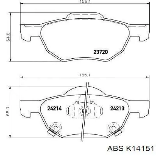 K14151 ABS cable de freno de mano trasero derecho/izquierdo