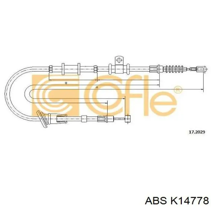 K14778 ABS cable de freno de mano trasero derecho