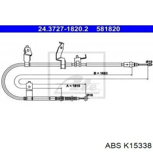 K15338 ABS cable de freno de mano trasero derecho