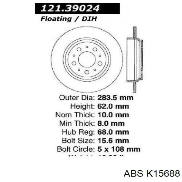 K15688 ABS cable de freno de mano trasero derecho