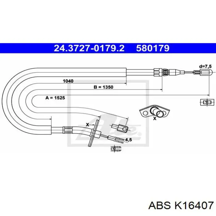 RD4442270280 Rider cable de freno de mano trasero izquierdo
