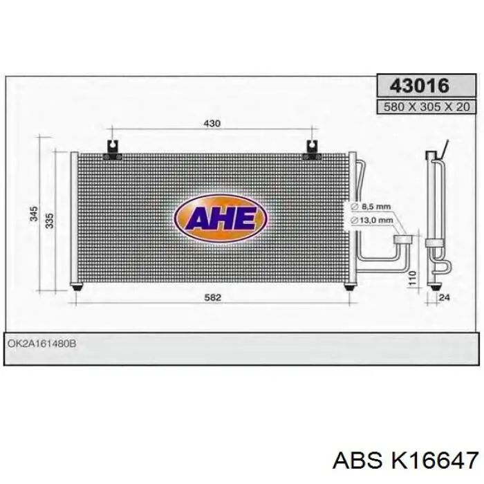 K16647 ABS cable de freno de mano trasero derecho