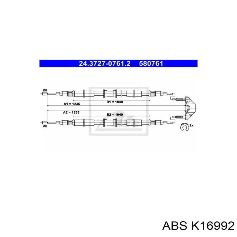 Comprar K16992 ABS Cable de freno de mano trasero derecho/izquierdo