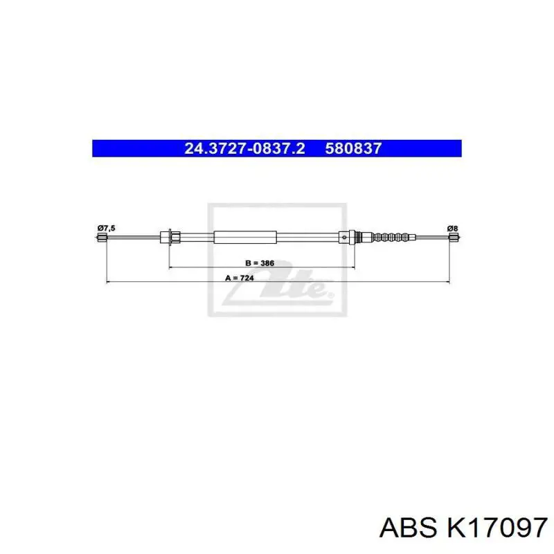 K17097 ABS cable de freno de mano trasero izquierdo