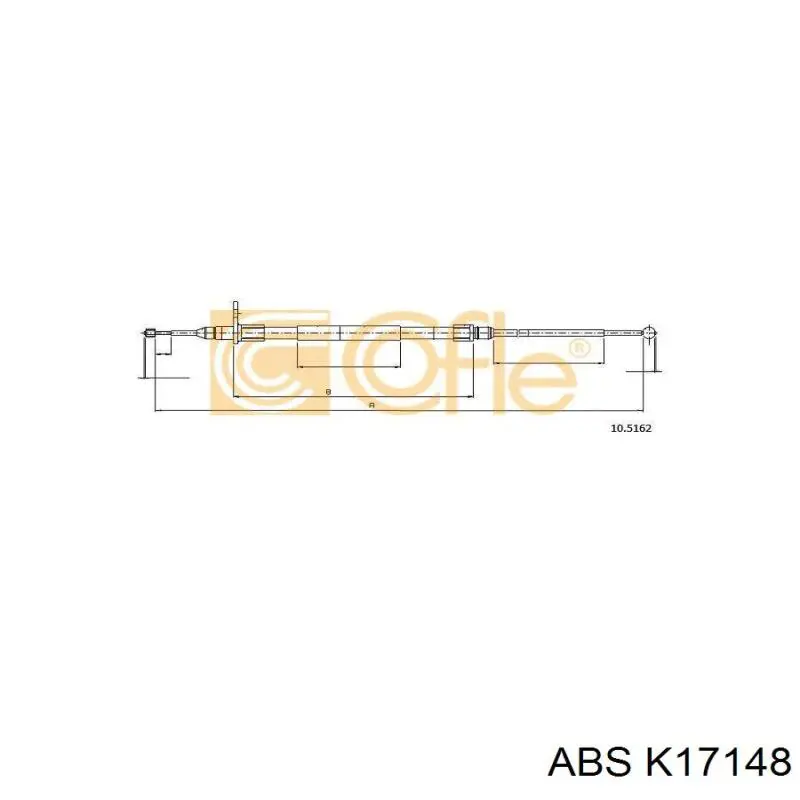 K17148 ABS cable de freno de mano trasero derecho