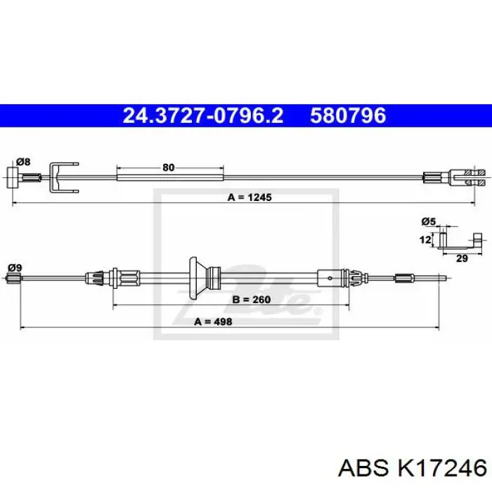 K17246 ABS cable de freno de mano intermedio