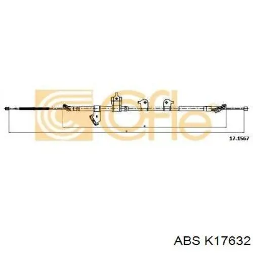 K17632 ABS cable de freno de mano trasero derecho