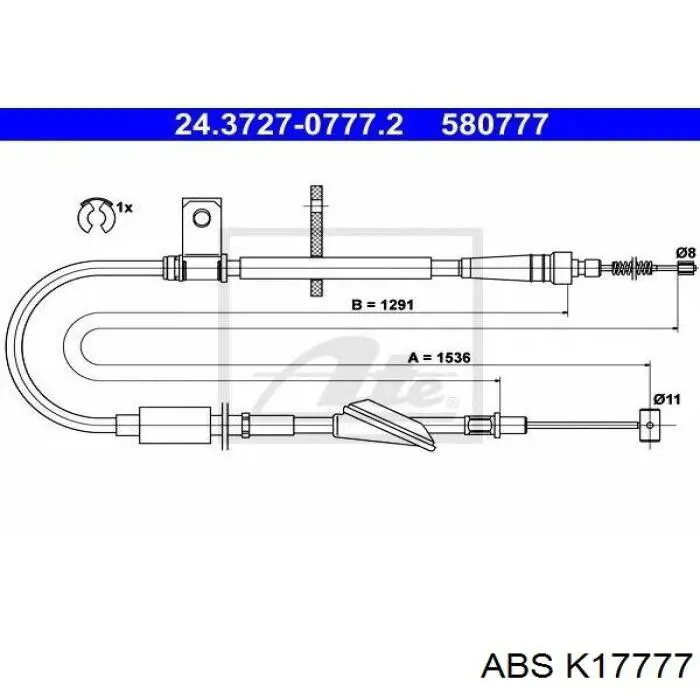 K17777 ABS cable de freno de mano trasero izquierdo