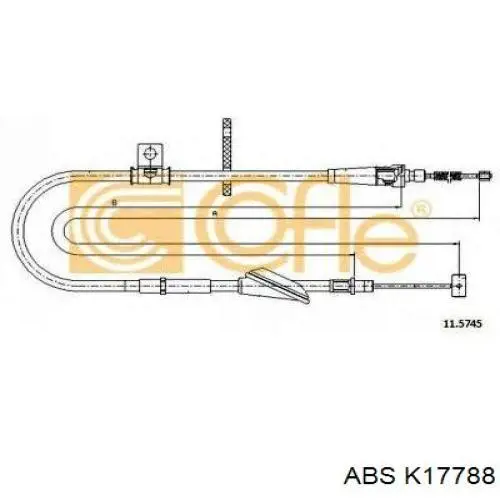 K17788 ABS cable de freno de mano trasero derecho