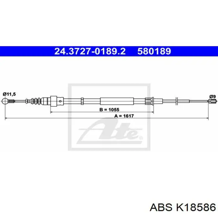 K18586 ABS cable de freno de mano trasero derecho/izquierdo