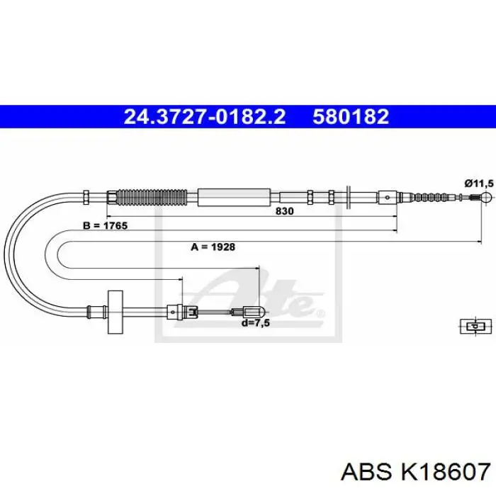 K18607 ABS cable de freno de mano trasero izquierdo