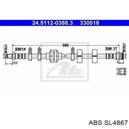 Latiguillo de freno delantero Fiat Bravo 1 182