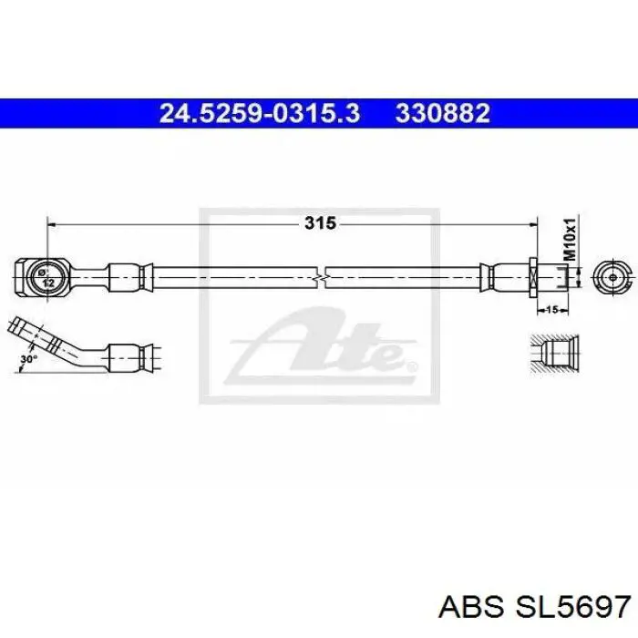 SL5697 ABS latiguillo de freno trasero