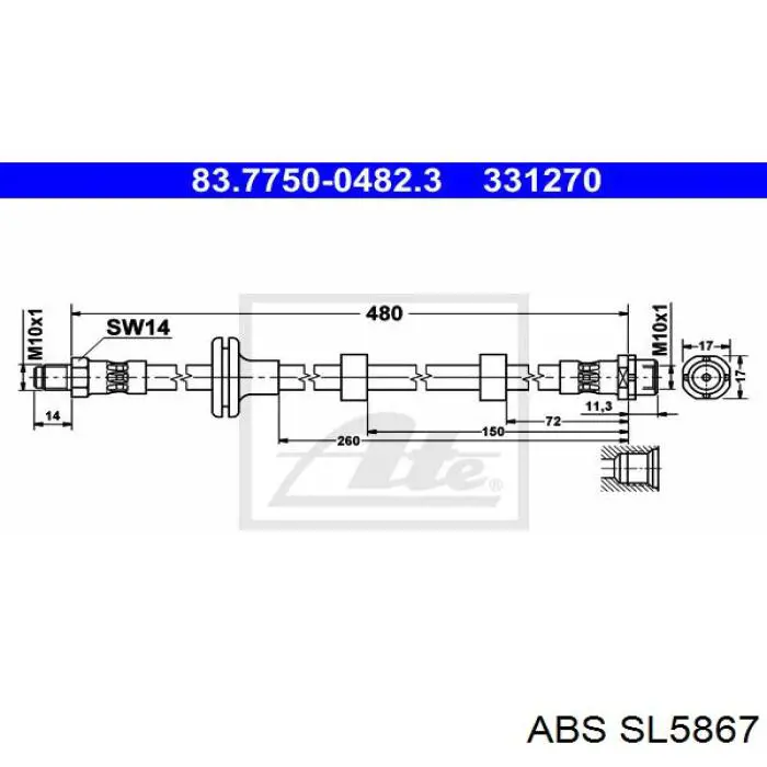 SL5867 ABS latiguillo de freno delantero