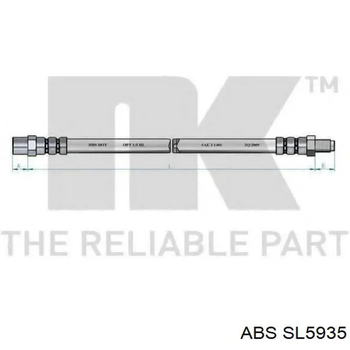 Tubo flexible de frenos delantero ABS SL5935