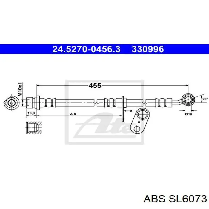 Latiguillos de freno delantero 6T48141 Samko
