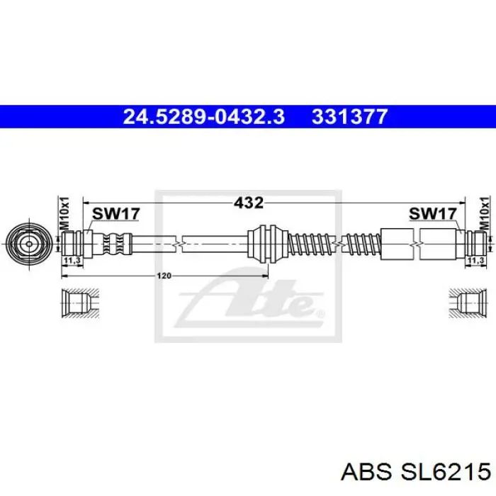 SL6215 ABS tubo flexible de frenos trasero