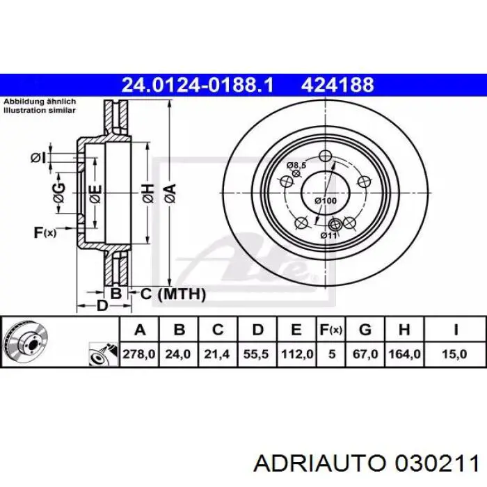 Comprar 030211 Adriauto Cable de freno de mano trasero derecho/izquierdo