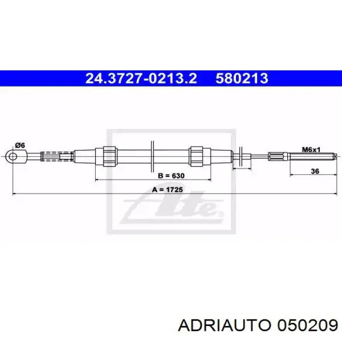 05.0209 Adriauto cable de freno de mano trasero derecho/izquierdo