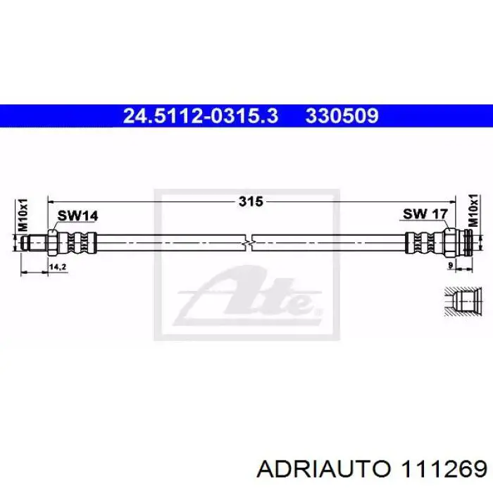 11.1269 Adriauto tubo flexible de frenos trasero