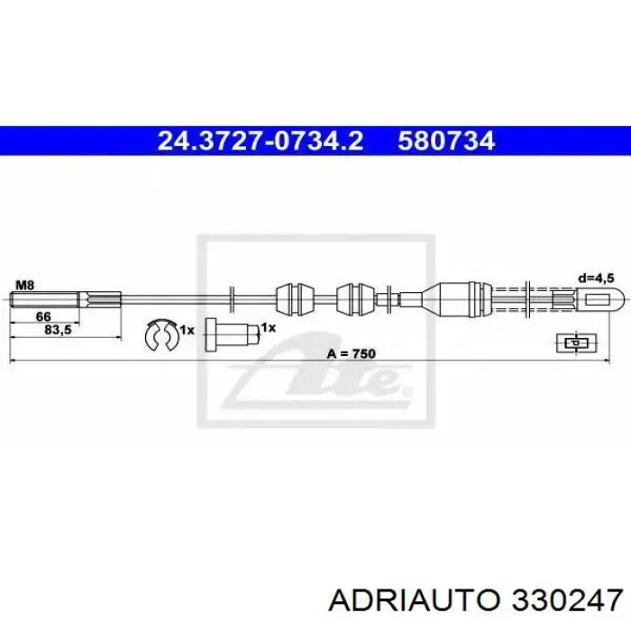 Comprar 330247 Adriauto Cable de freno de mano trasero izquierdo