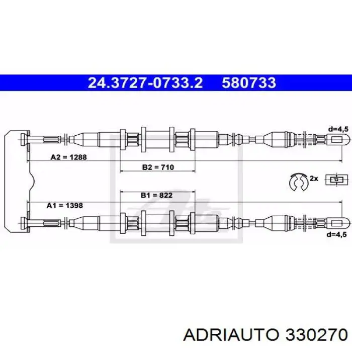 Cable de freno de mano trasero derecho Adriauto 330270 precio, desde 17,91 EUR