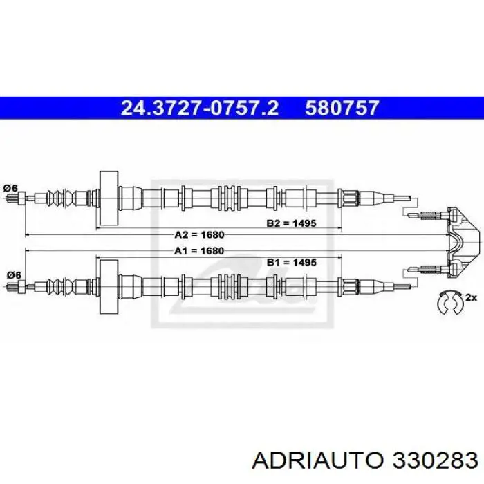 330283 Adriauto Cable de freno de mano trasero derecho/izquierdo