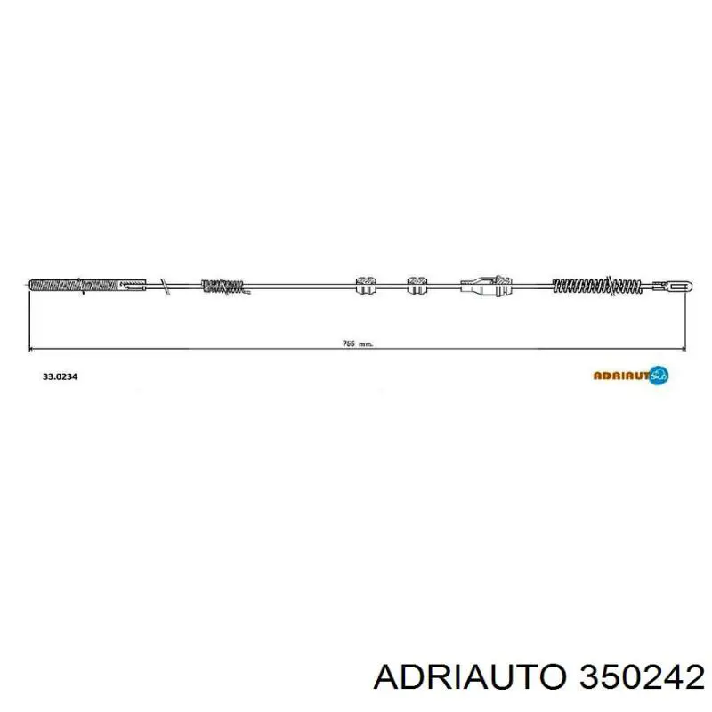 35.0242 Adriauto cable de freno de mano trasero derecho