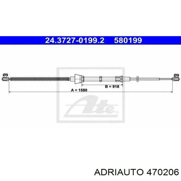 470206 Adriauto cable de freno de mano trasero derecho/izquierdo