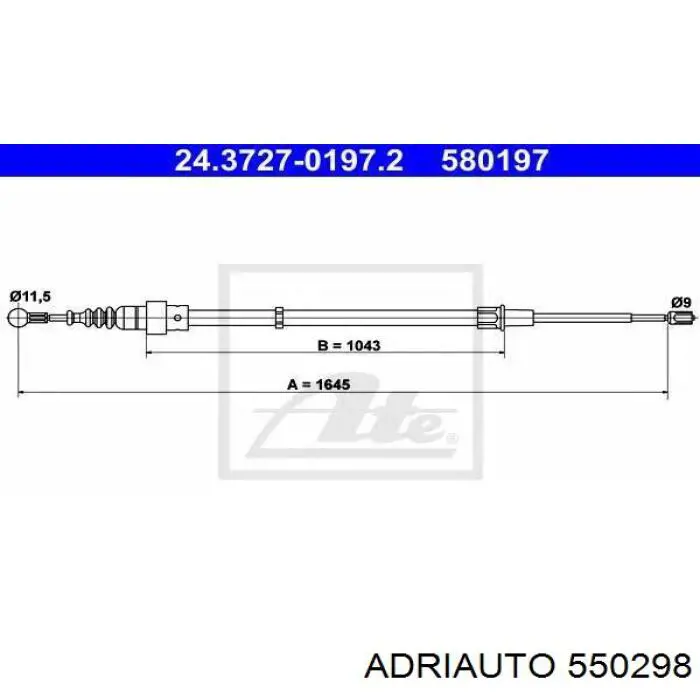 55.0298 Adriauto cable de freno de mano trasero derecho/izquierdo