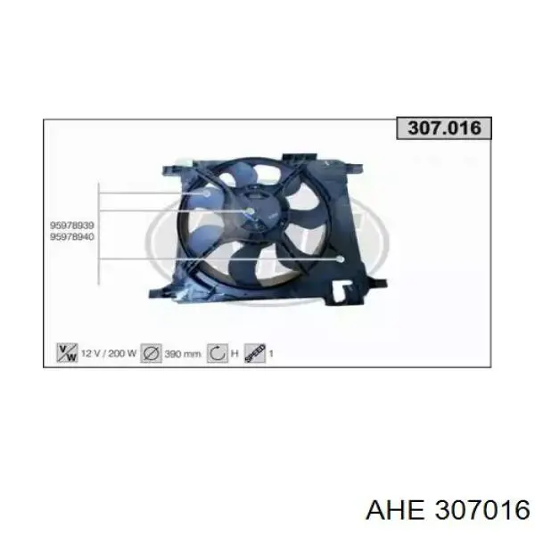 307016 AHE ventilador (rodete +motor refrigeración del motor con electromotor completo)