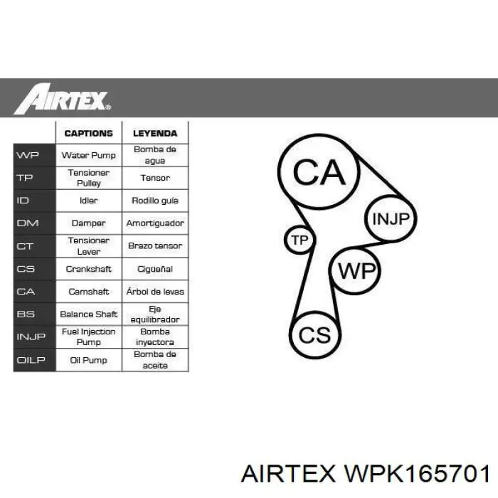 WPK-165701 Airtex kit de correa de distribución