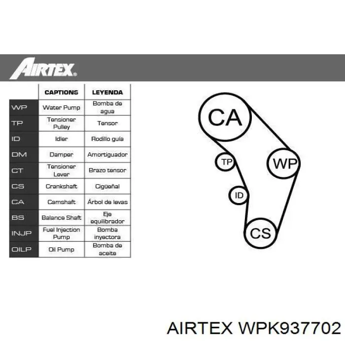 WPK937702 Airtex kit de correa de distribución