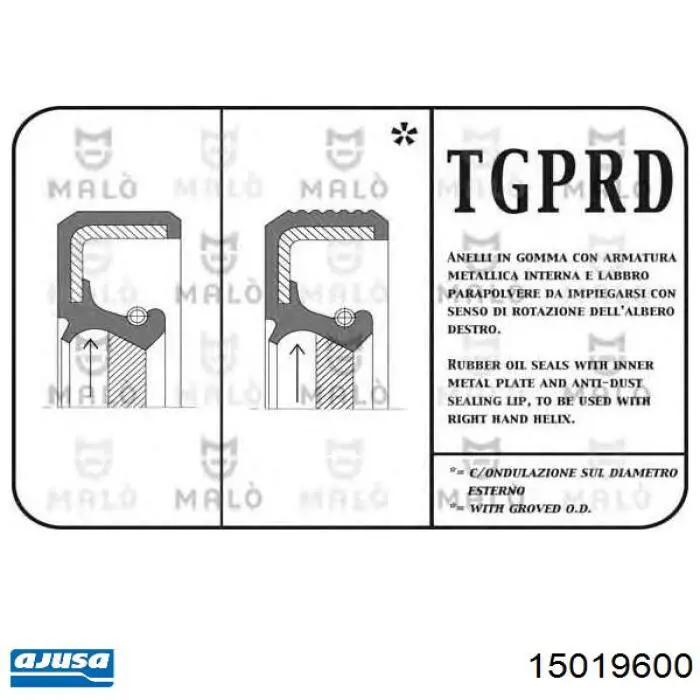 Retén de cigüeñal frontal 15019600 Ajusa