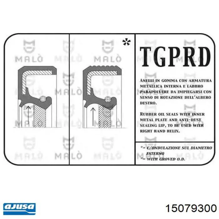 Retén del eje intermedio (de equilibrado) del motor 15079300 Ajusa