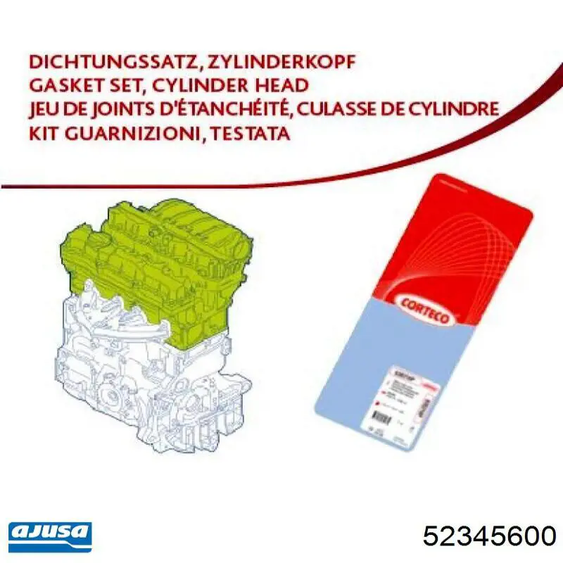 Kit de juntas de motor, completo, superior Ajusa 52345600