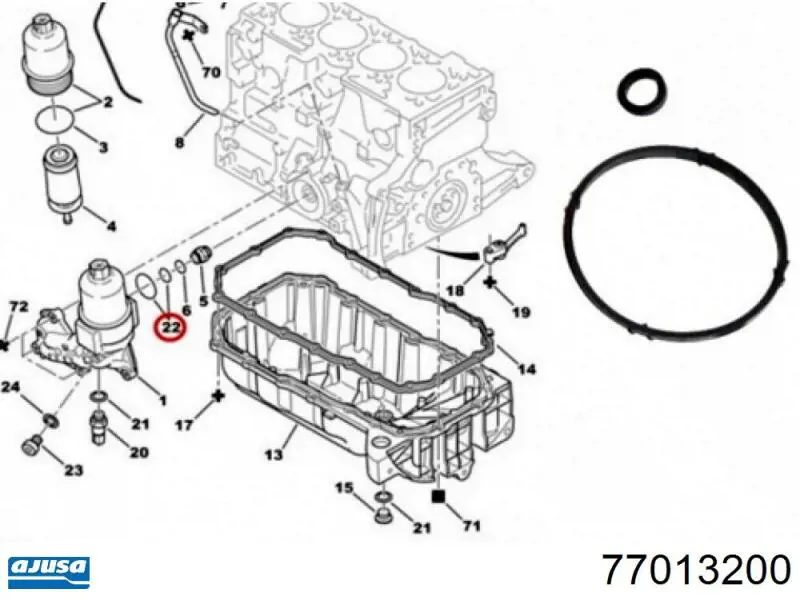 Junta del adaptador del filtro de aceite Peugeot/Citroen 00001103J7 precio, desde 5,99 EUR