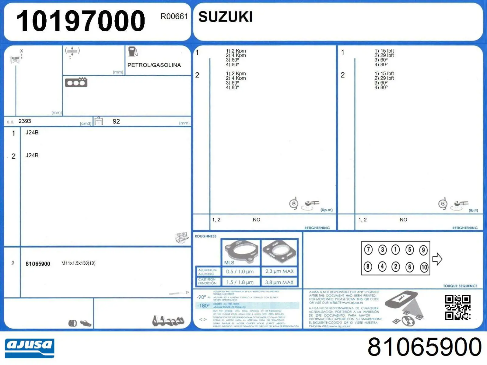 Tornillo de culata para Suzuki SX4 