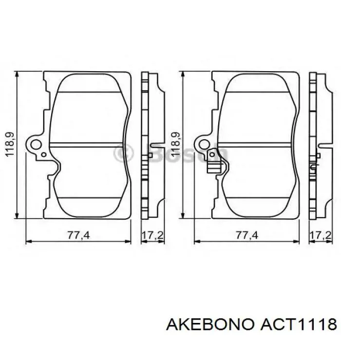 ACT1118 Akebono pastillas de freno delanteras